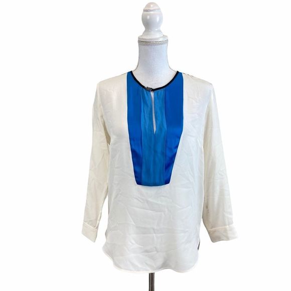 SANDRO 1 Blue White Blue Block Tunic Top Blouse - Picture 1 of 11
